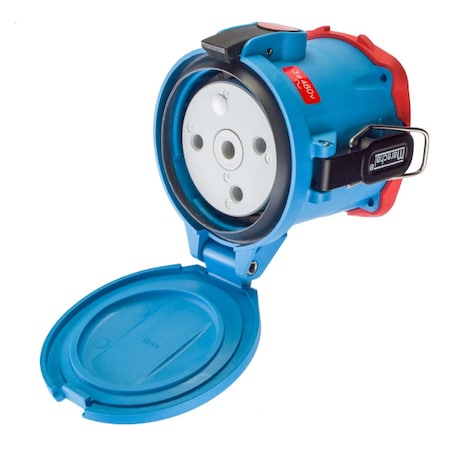 Meltric Pin & Sleeve Receptacle, 150 A, 480V AC, Three Phase, 3 Pole, Style 2 Grounding, Blue, NEMA 4X 63-94043-NC